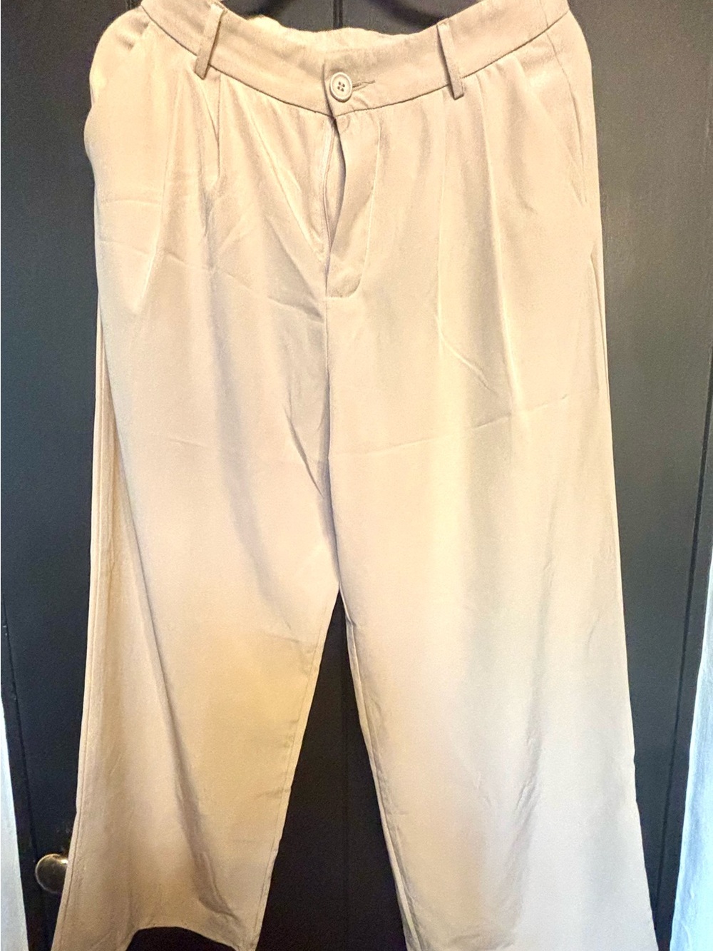 SHEIN Cream Wide-Leg Pleated Trousers